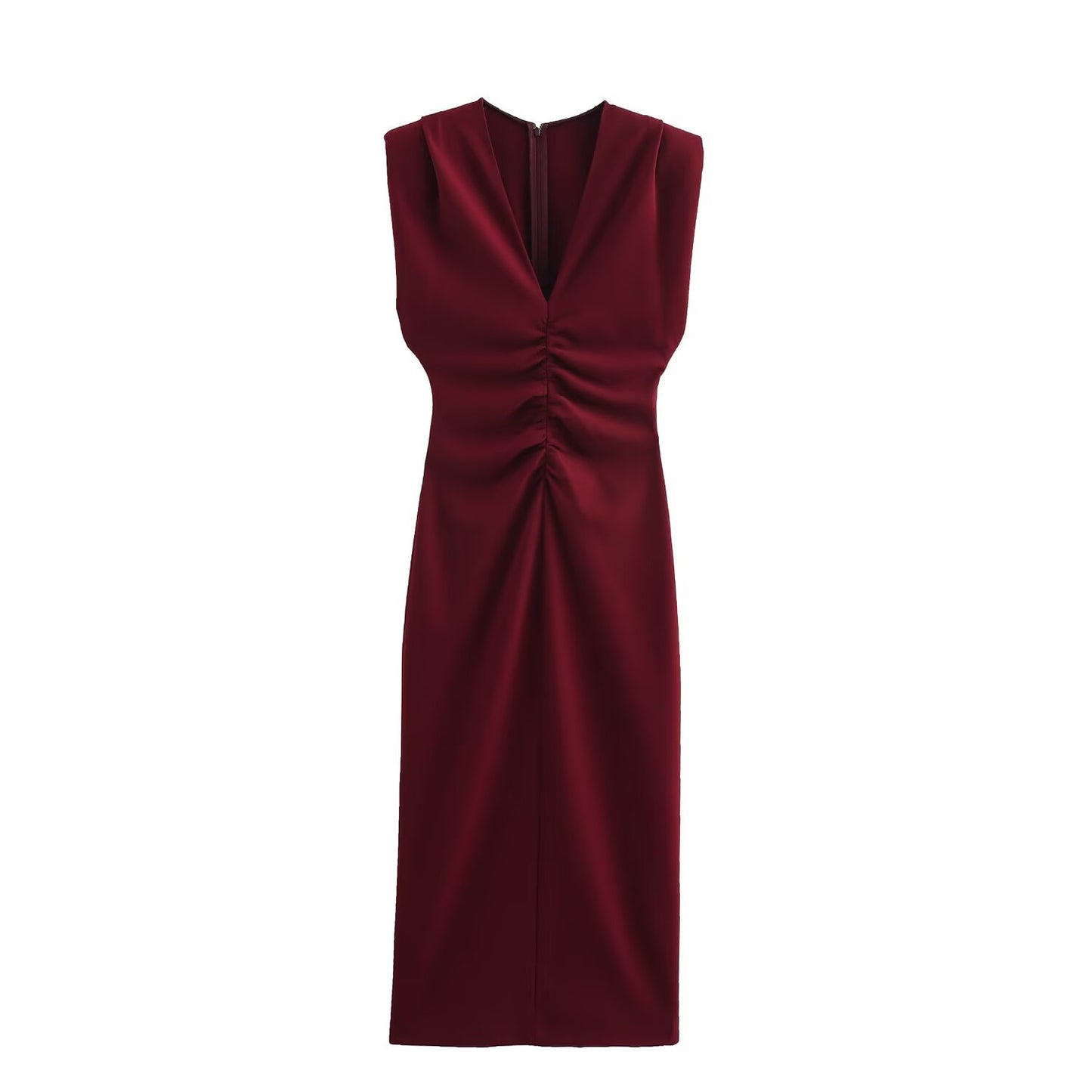 KP0016 Women's new chic Fashion Midi Dress Vintage V Neck With Lining Side Zipper Slit Female Dresses robe Mujer women's