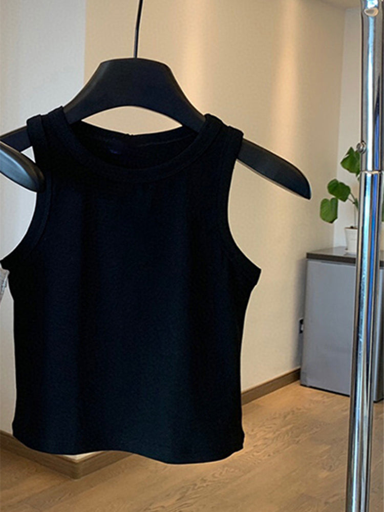Women's New Fashion Casual Joker Combed Cotton Elastic Vest Super Genuine Slim Slim Short Vest.