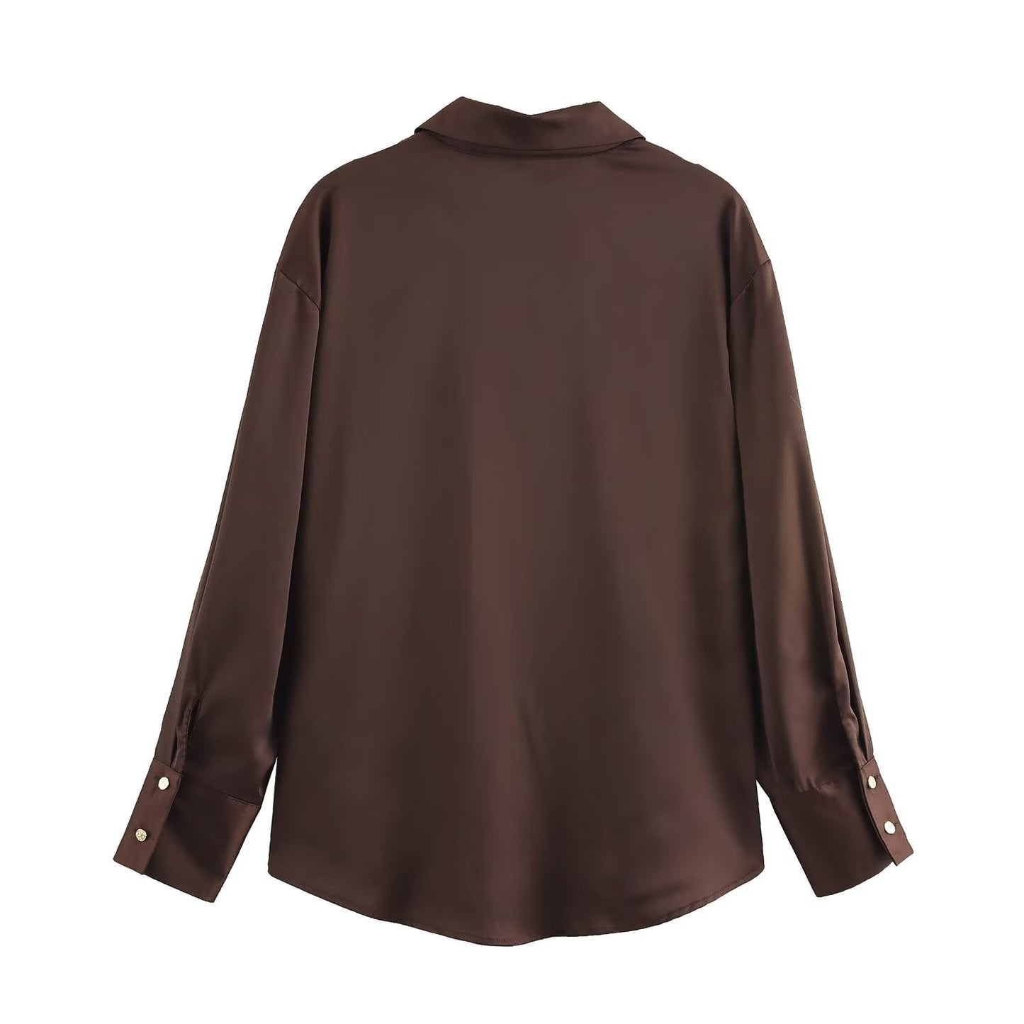 KP0024 Women's new chic Fashion Joker temperament satin texture blouses retro long sleeve button blouses Blusas chic tops.