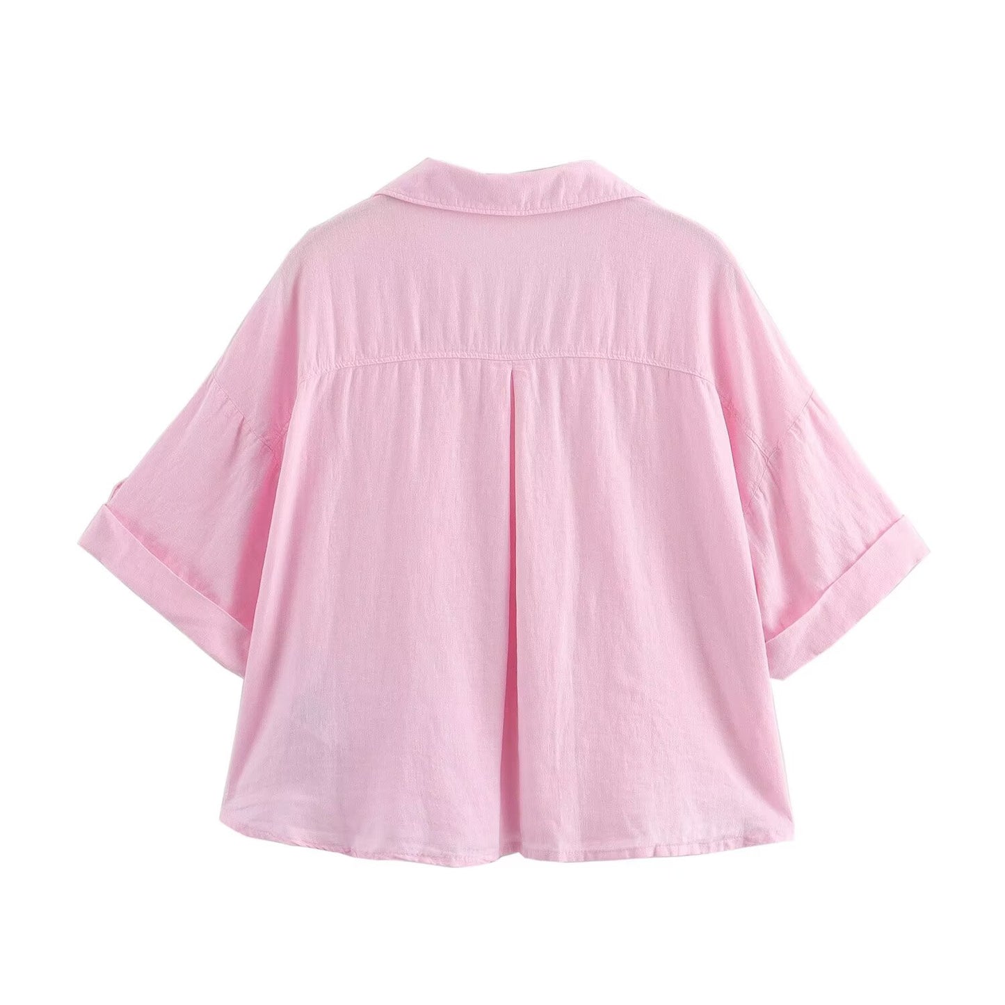 KP0048 Women's new fashion Joker casual striped blouses retro short sleeve button blouses Blusas chic tops.