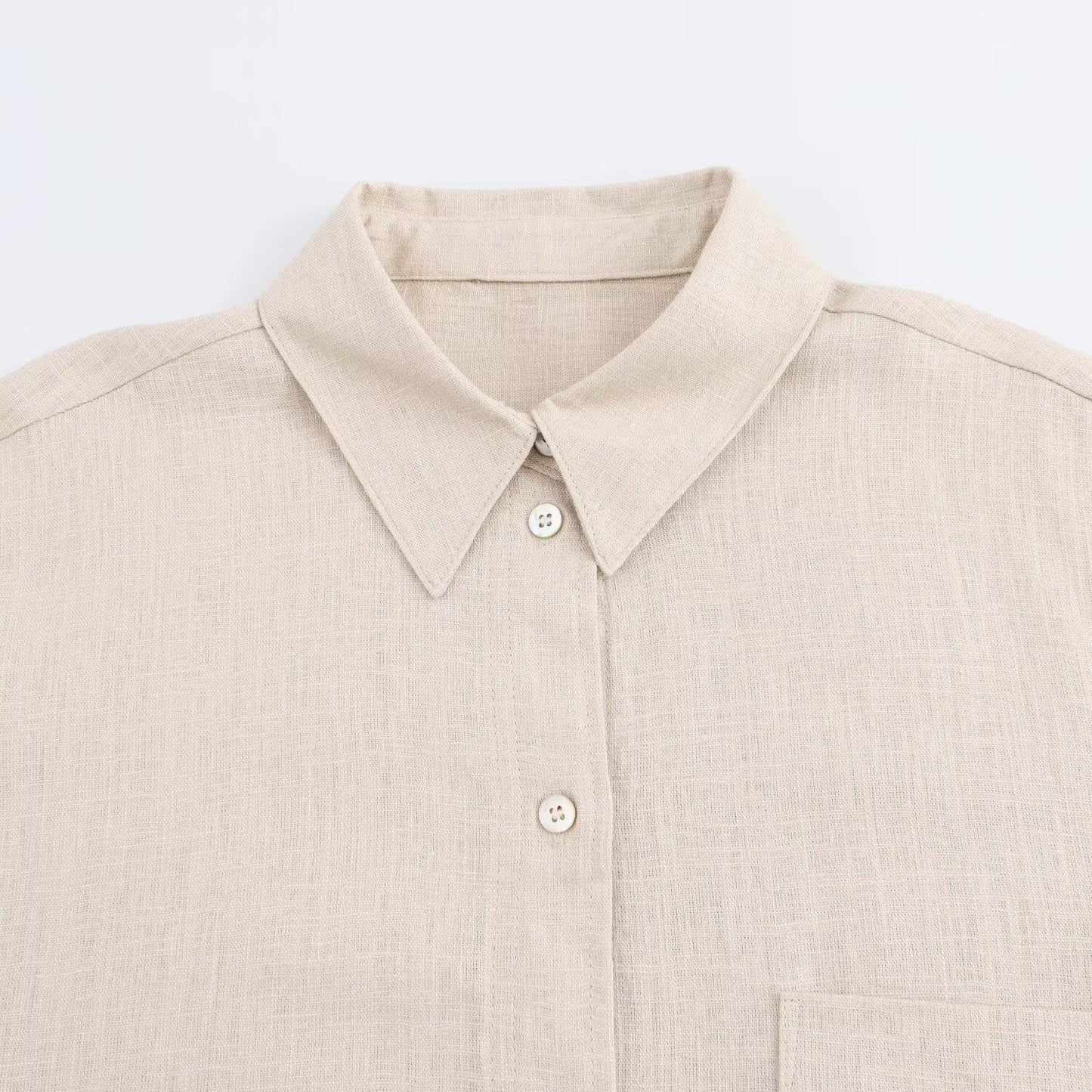 Women's new fashion pocket decoration loose linen blend shirt casual single breasted lapel shirt retro long sleeved women's shirt chic top