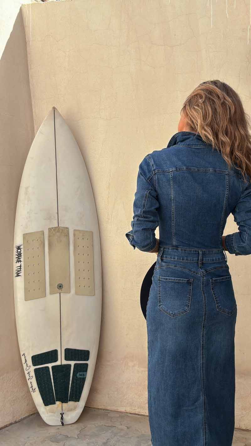 Women's New Fashion Casual Joker Multi-button Long-sleeved Denim Long Dress