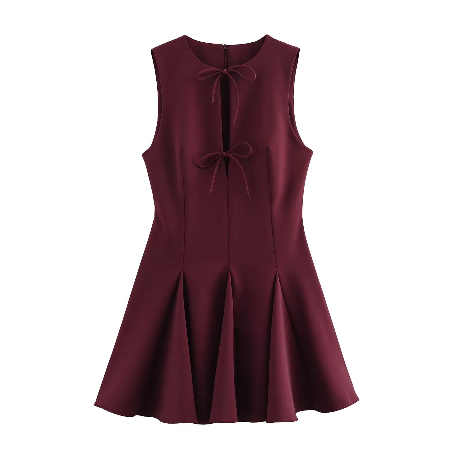 KP0035 Women's new chic Fashion bow mini dress retro sleeveless women's chic dress Mujer