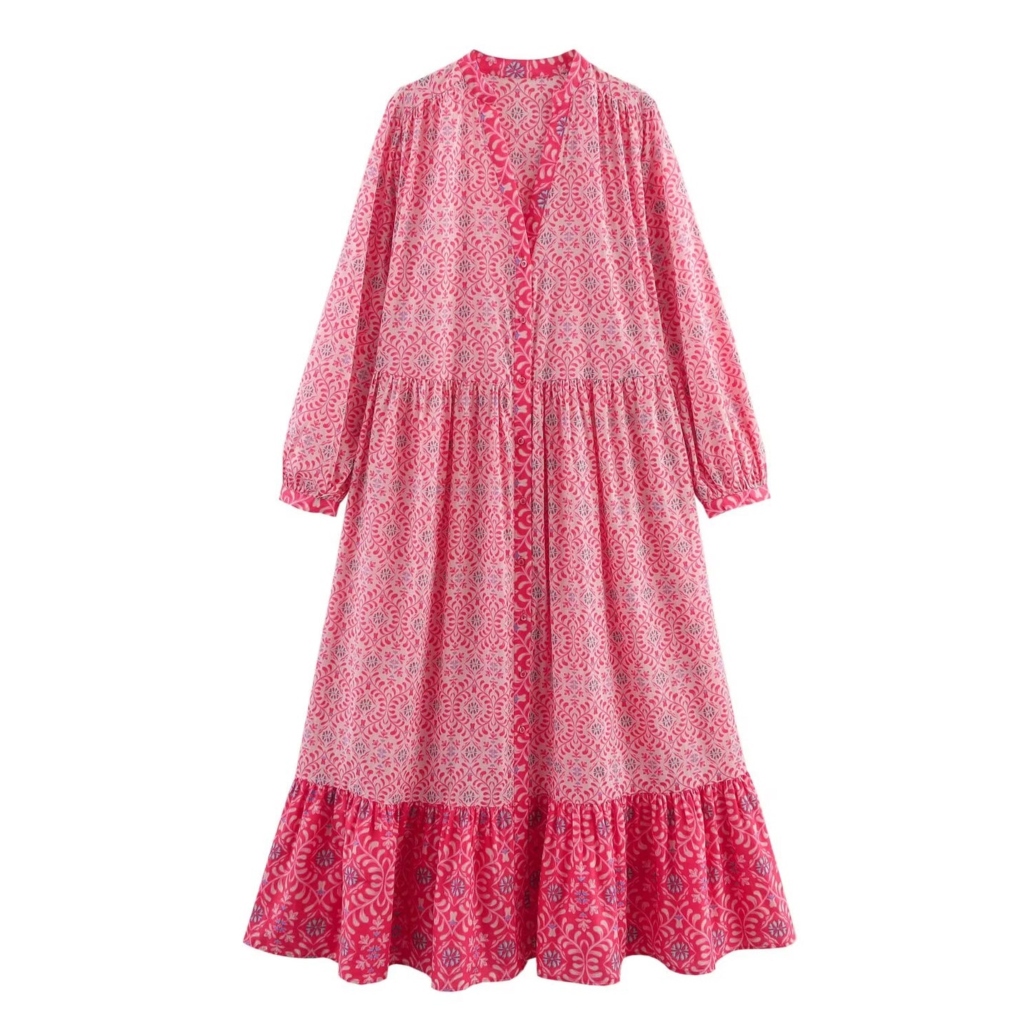 KP0123 Women 2025 New Fashion Printed Midi Dress