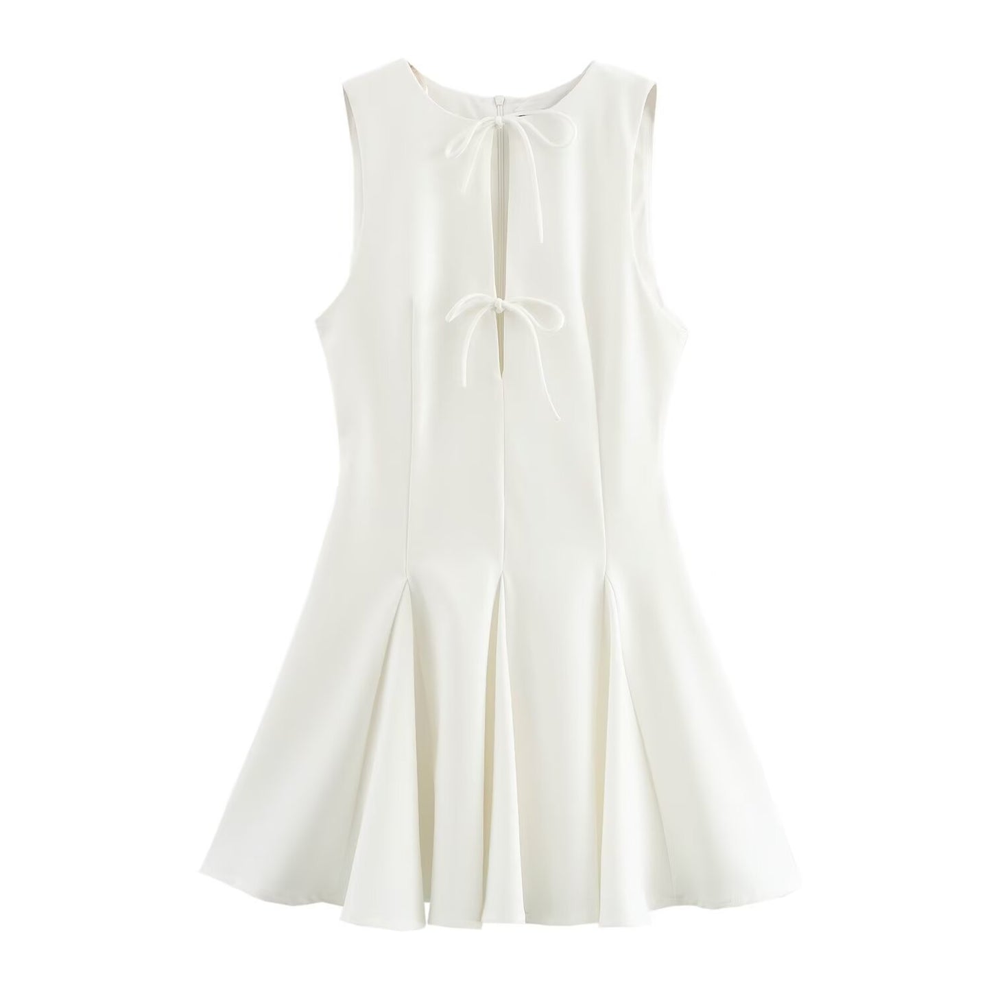 KP0034 Women's new chic Fashion Joker temperament bow mini dress retro sleeveless women's chic dress Mujer