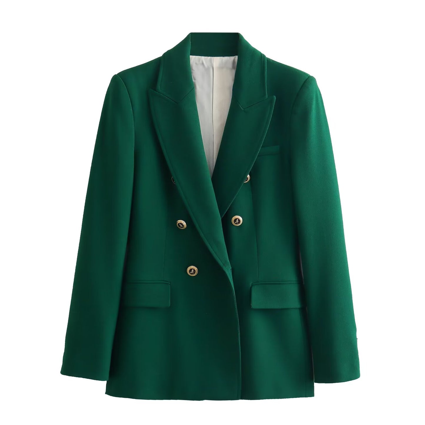 KP0003 Women's new chic Fashion Double Breasted Tweed Check Blazer Coat Vintage Long Sleeve Pockets Female Outerwear Chic