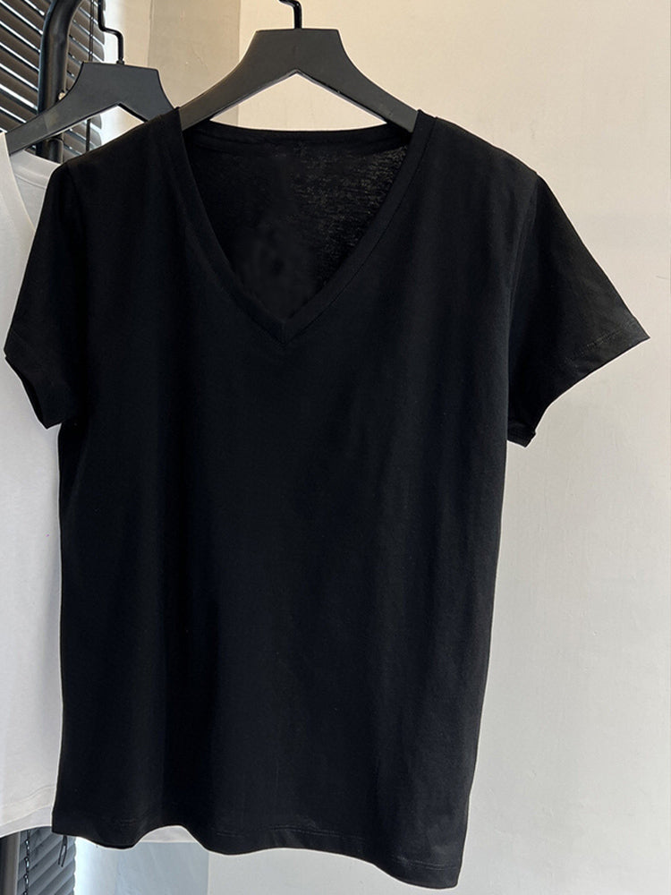 Women's New Fashion Casual Joker Comfortable Breathable V-neck Short-sleeved Thin Women's Short-sleeved T-shirt