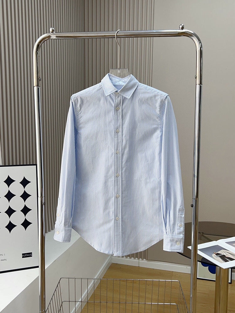 Women's New Fashion Casual Joker Loose Version Multi-color Stripes and Solid Color Long-sleeved Blouse