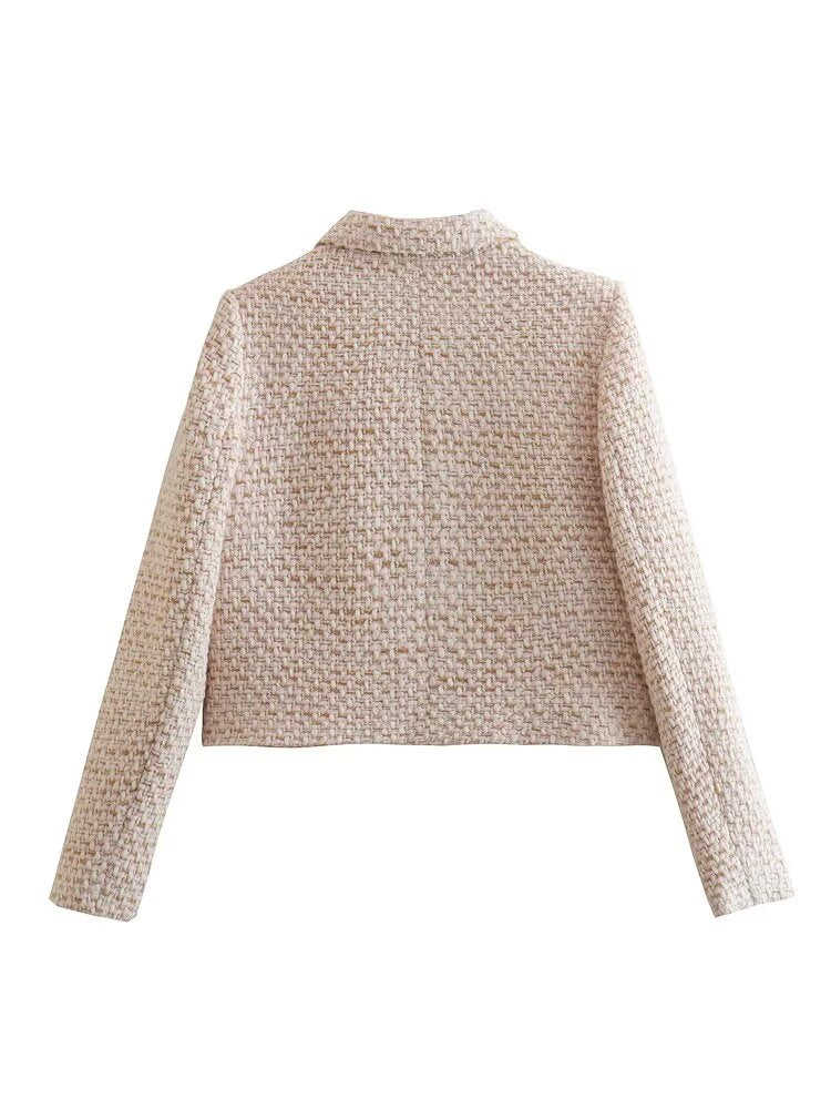 KP0014 Women's new chic Fashion Single Button Cropped Blazer Coat Vintage Long Sleeve Female Outerwear Chic Femme women's