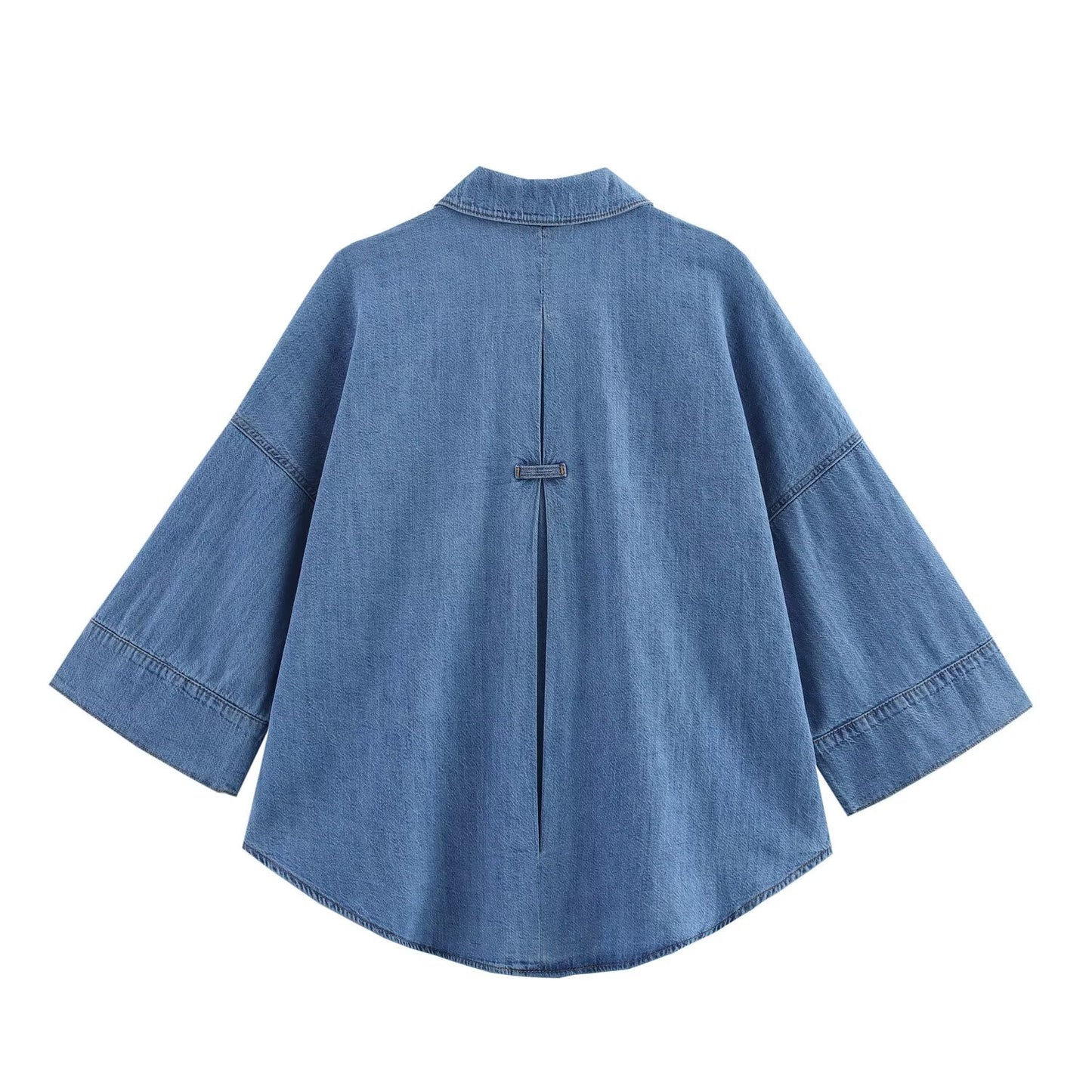 KP0107 Women 2025 New Fashion Wide Sleeve Denim Shirt