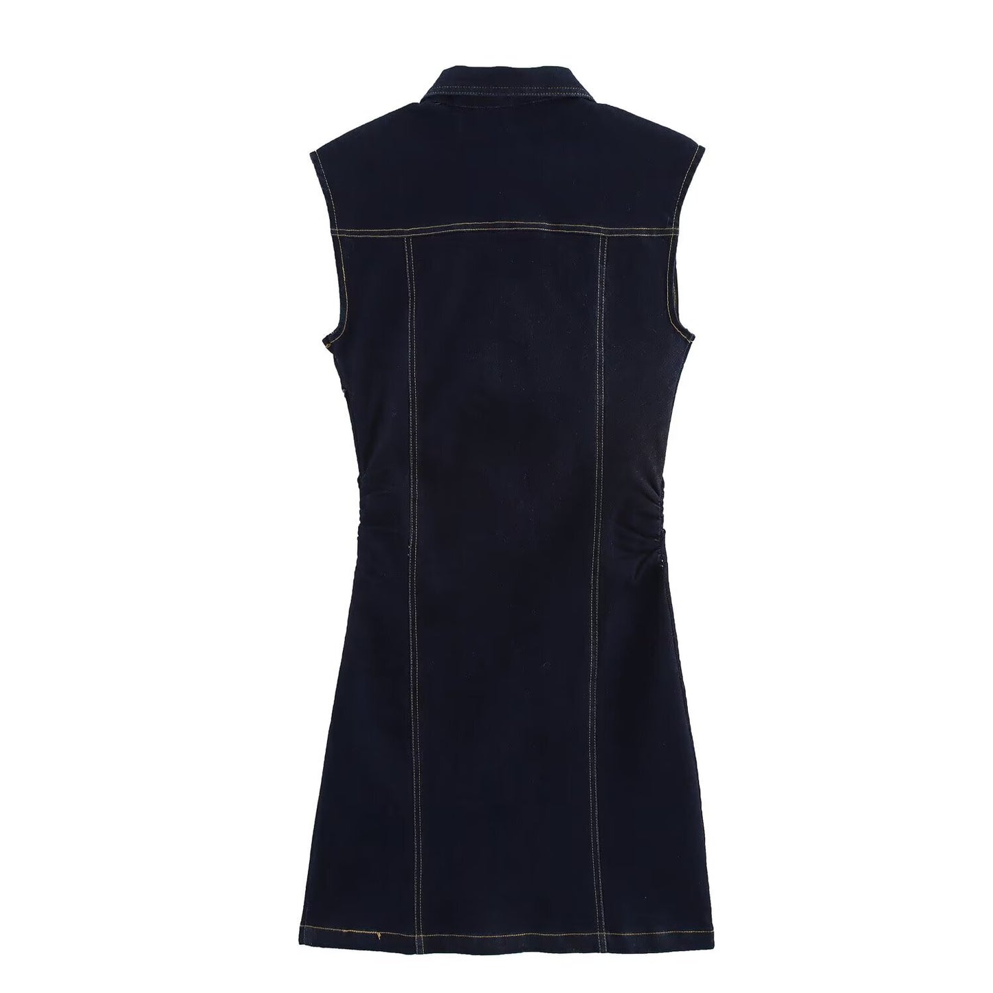 KP0131 Women 2025 New Fashion Denim Mini Pleated Dress