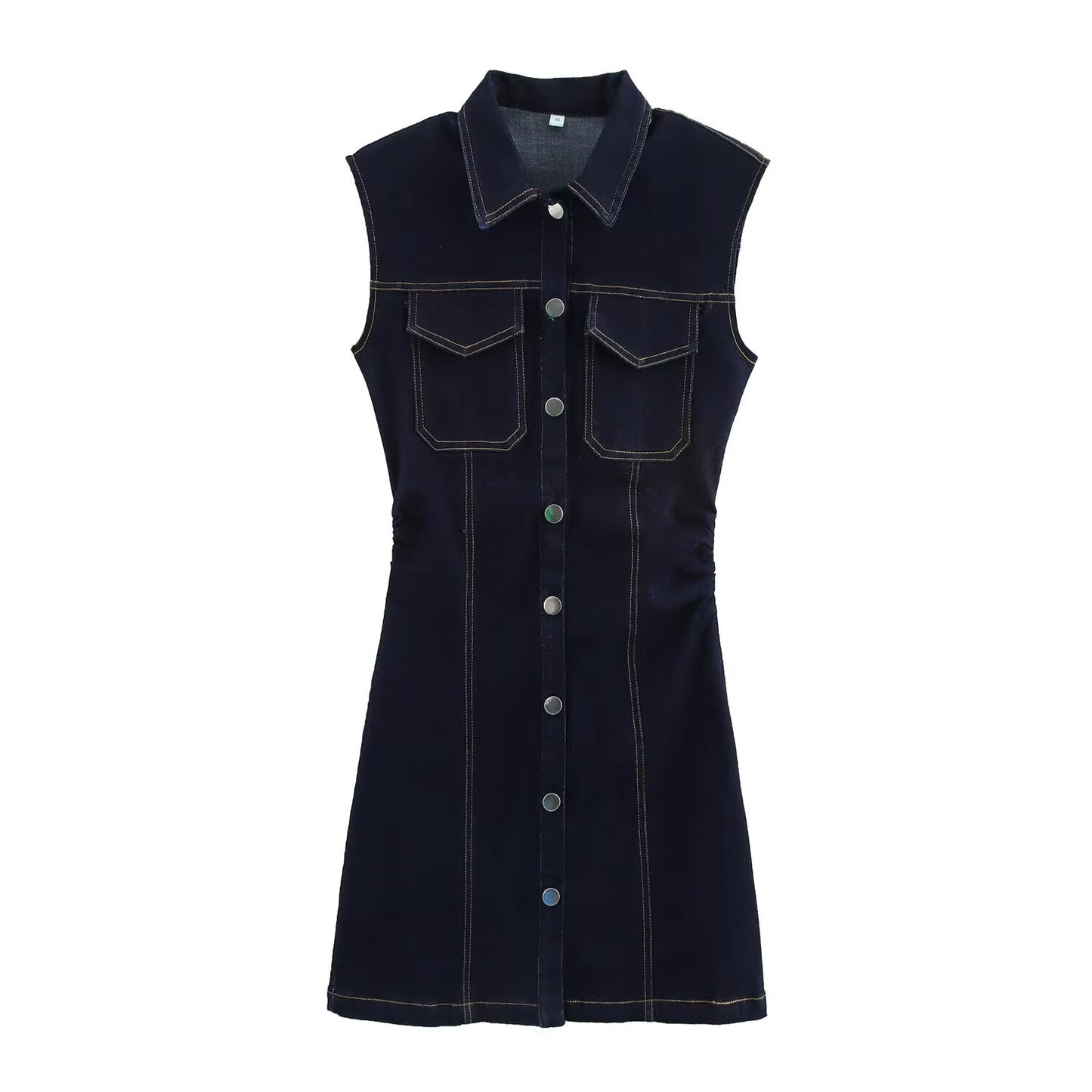 KP0131 Women 2025 New Fashion Denim Mini Pleated Dress