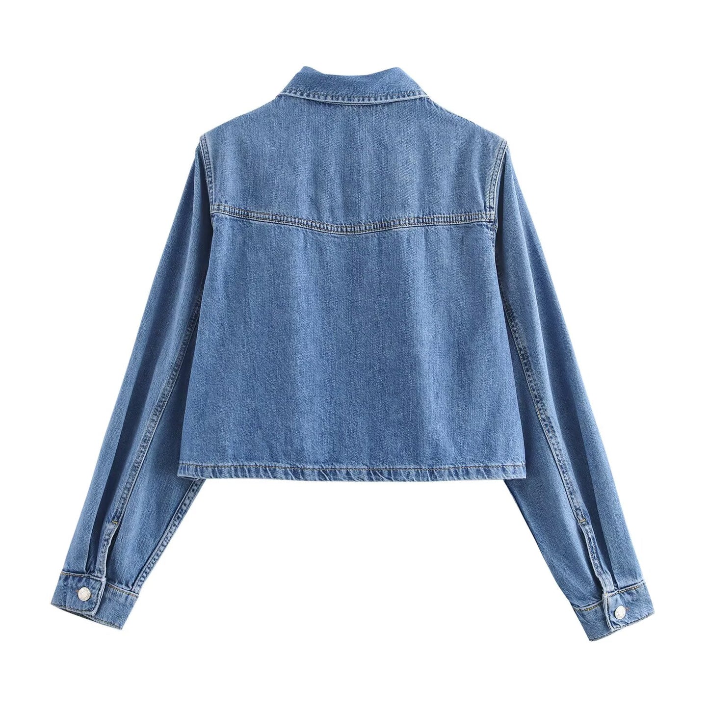 KP0059 Women 2025 New Fashion Tie-strap Denim Shirt Zipper denim shirt Loose Fitting Vintage Long Sleeve Female Chic