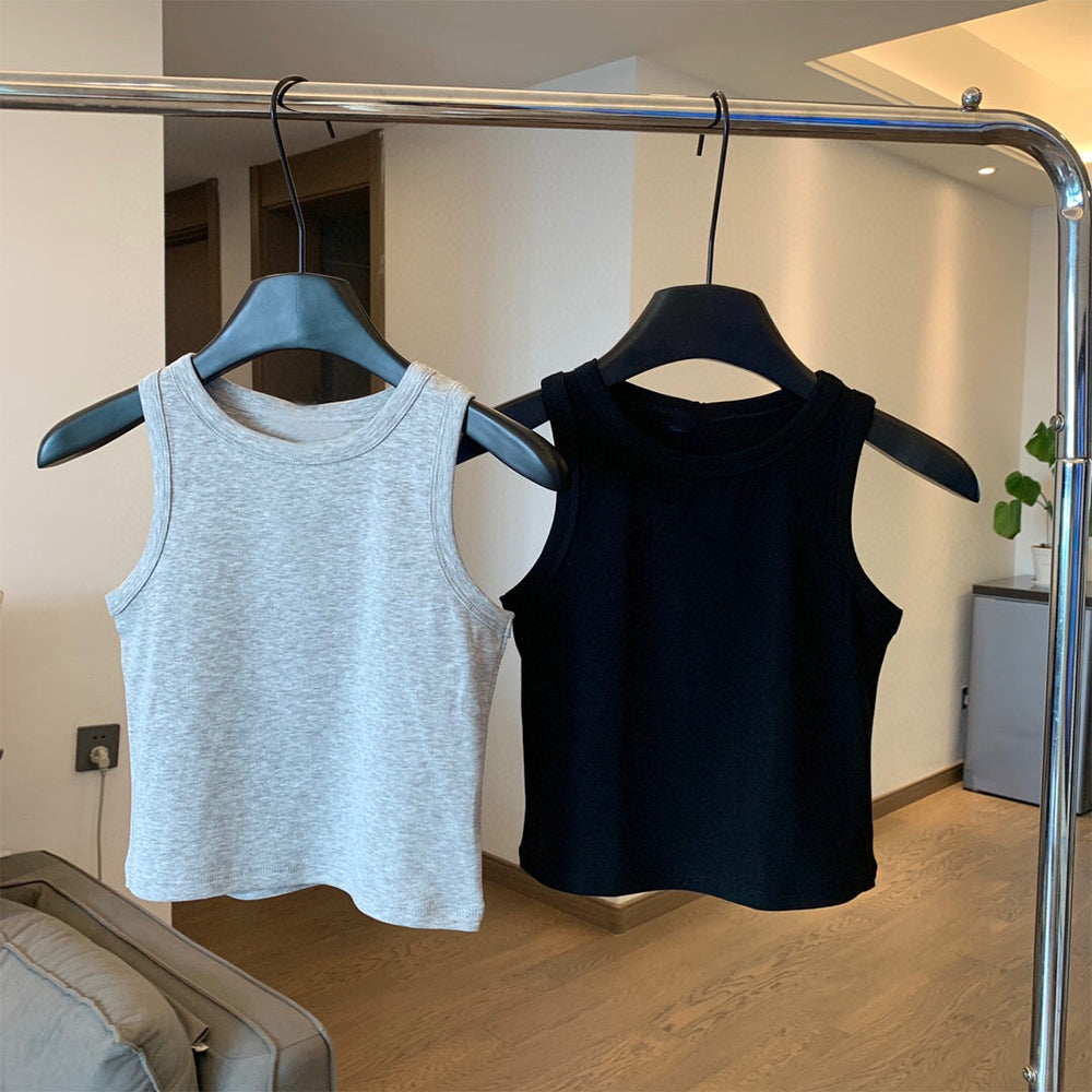 Women's New Fashion Casual Joker Combed Cotton Elastic Vest Super Genuine Slim Slim Short Vest.