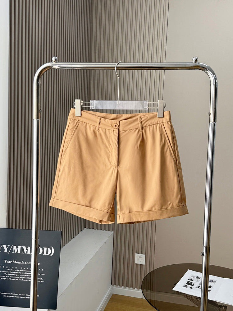 Women's New Fashion Casual Joker Loose Zipper Shorts Retro Women's Chic Shorts.