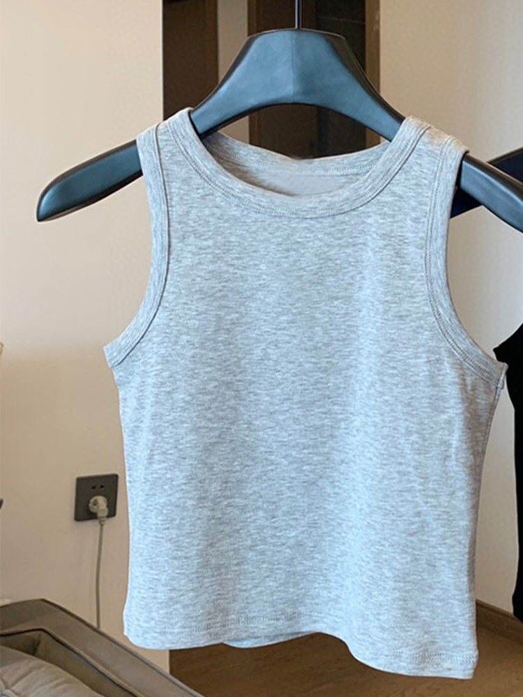 Women's New Fashion Casual Joker Combed Cotton Elastic Vest Super Genuine Slim Slim Short Vest.