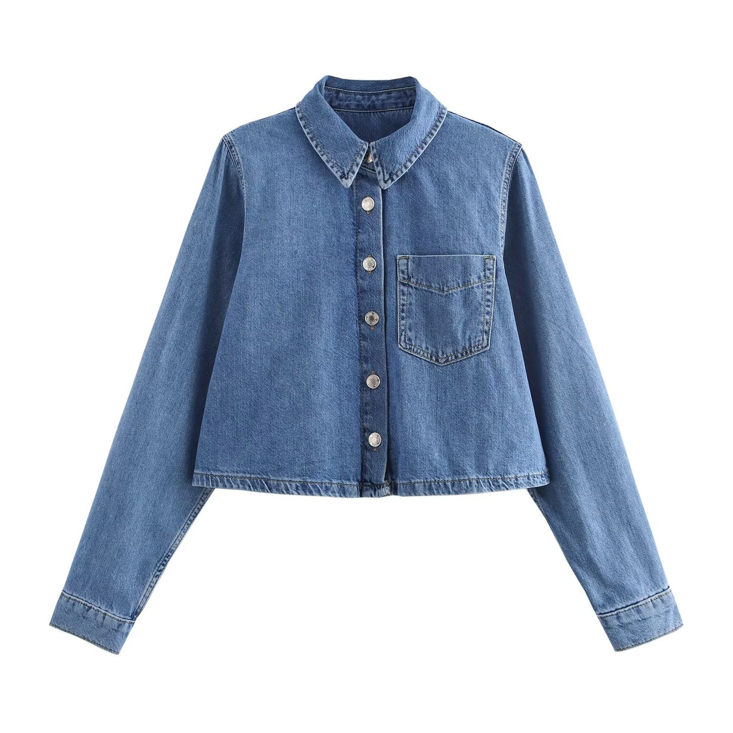 KP0059 Women 2025 New Fashion Tie-strap Denim Shirt Zipper denim shirt Loose Fitting Vintage Long Sleeve Female Chic