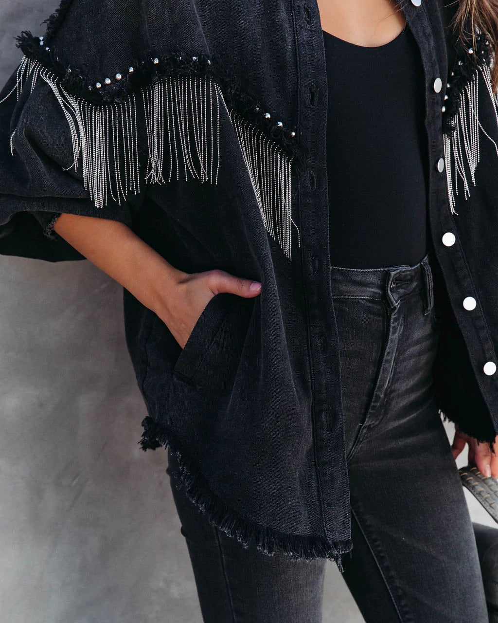 Women's New Fashion Casual Joker Chain Rivet Street Fashion Single-breasted Coat.