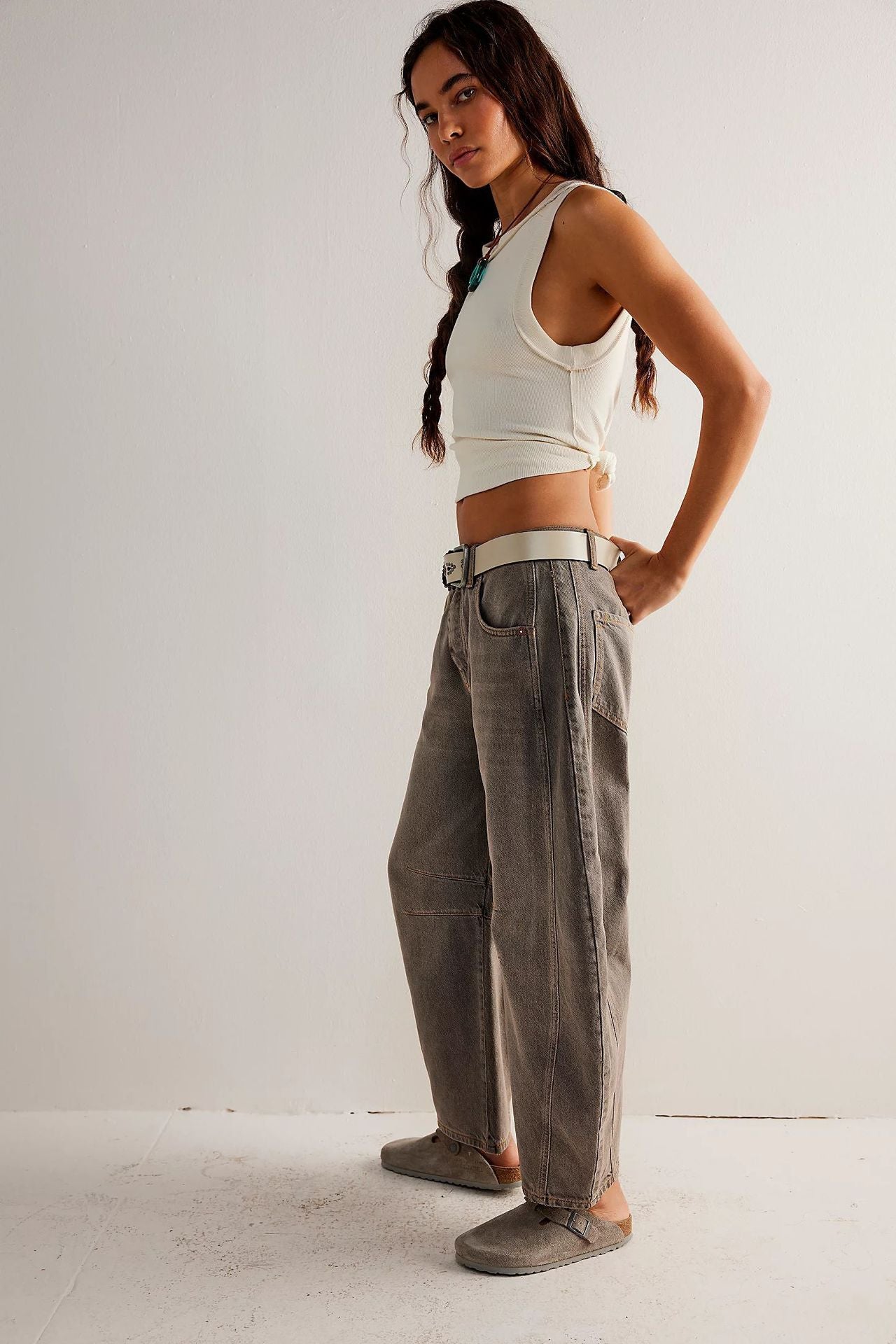Women's New Fashion Joker Casual Loose Waist Tube Ladies Jeans