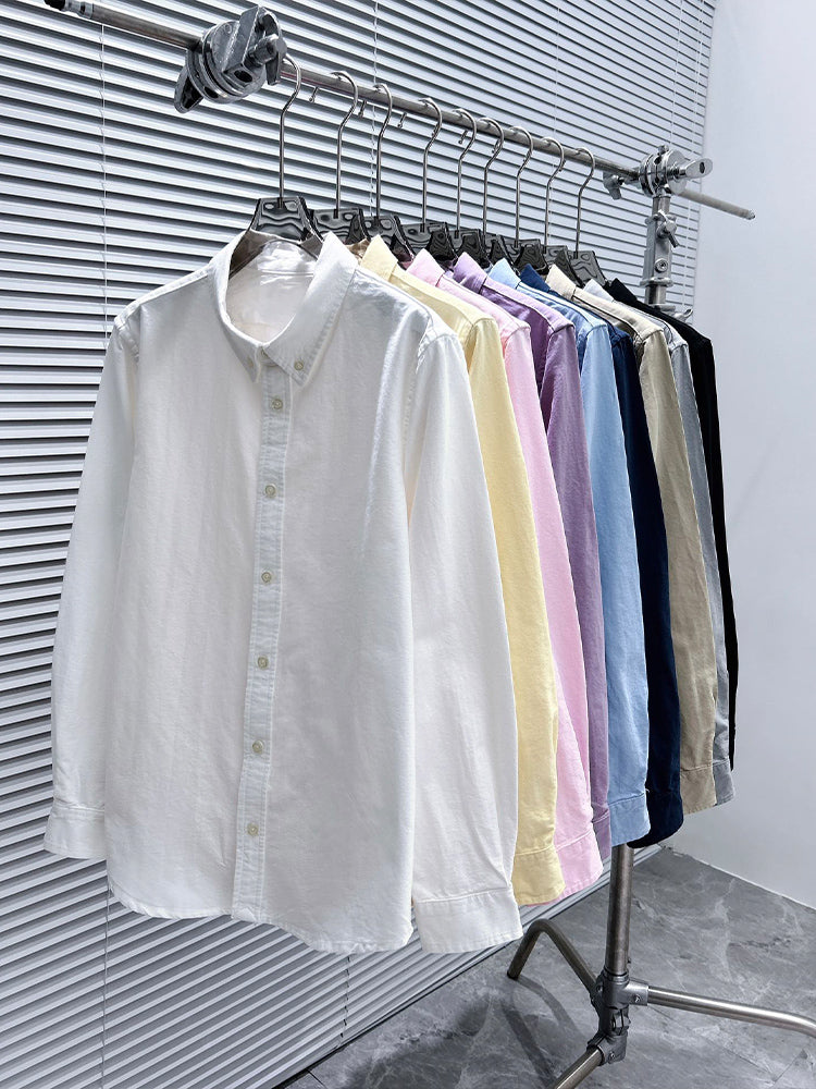 Men and Women with The Same Fashion and Leisure Joker High-end Pure Cotton Oxford Spinning Men and Women with The Same Old Money Loose Shirt Long Sleeve Shirt.