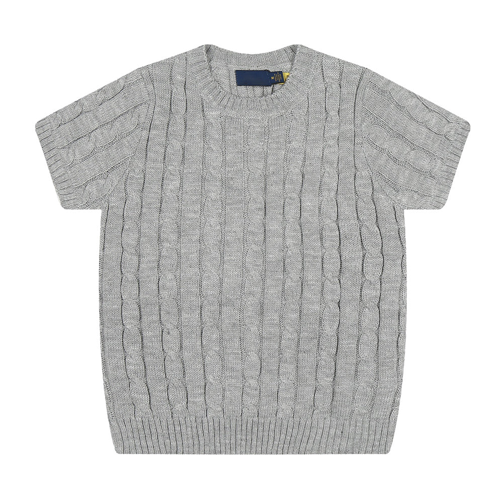 Women's New Fashion Casual Joker Twist Sweater Without Pocket Half Sleeve Knitted T-shirt.