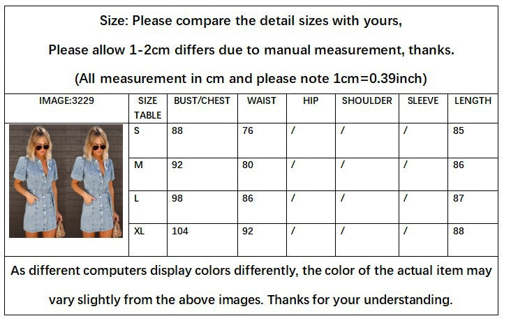 Women's New Fashion Joker Sexy Casual Denim Short Sleeve Dress