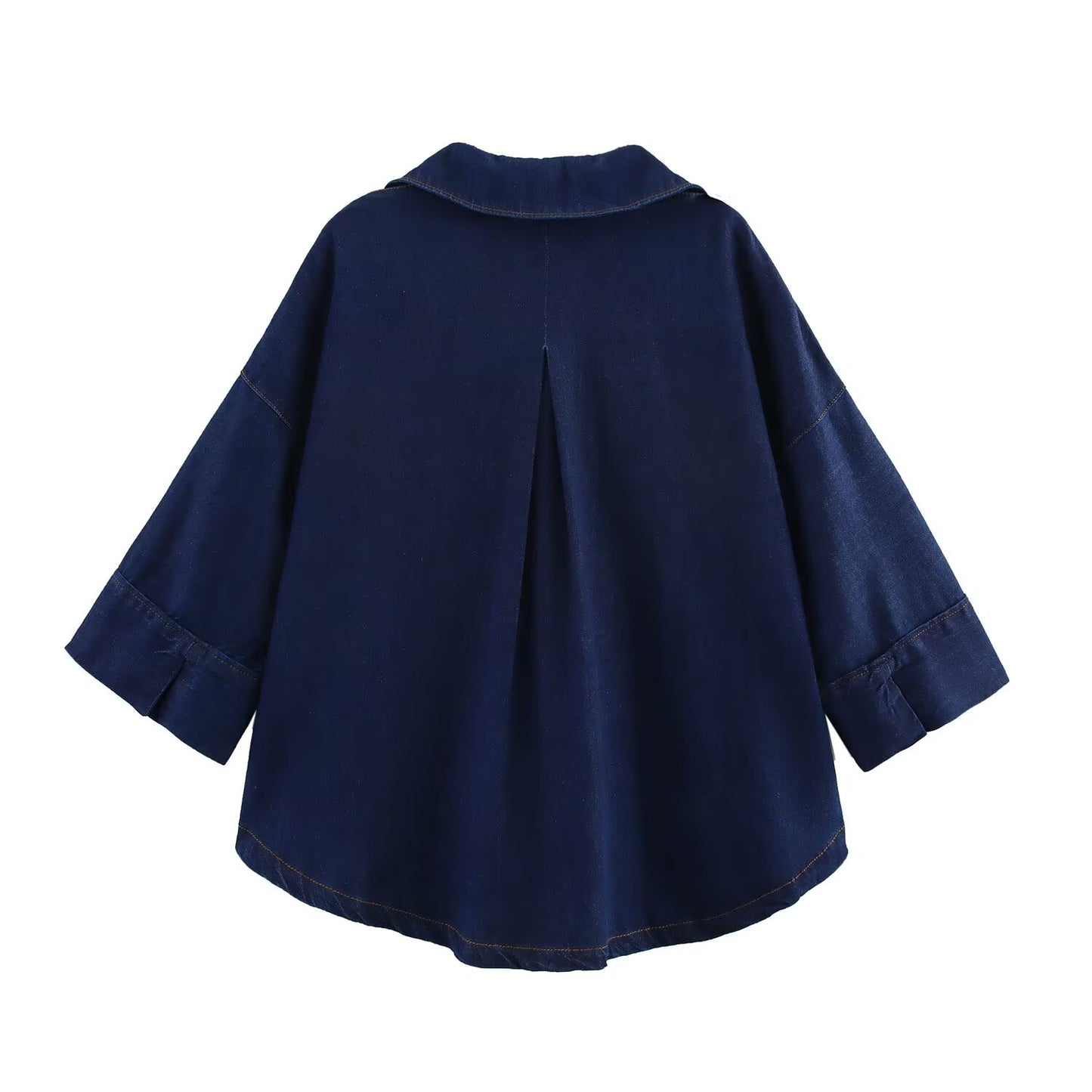 KP0109 Women 2025 New Fashion Wide Sleeve Denim Shirt