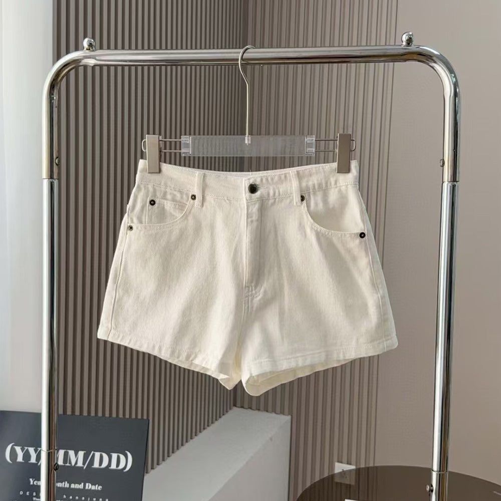 Women's Denim Jacket New Fashion Casual Joker Zipper Pocket Design Denim Shorts