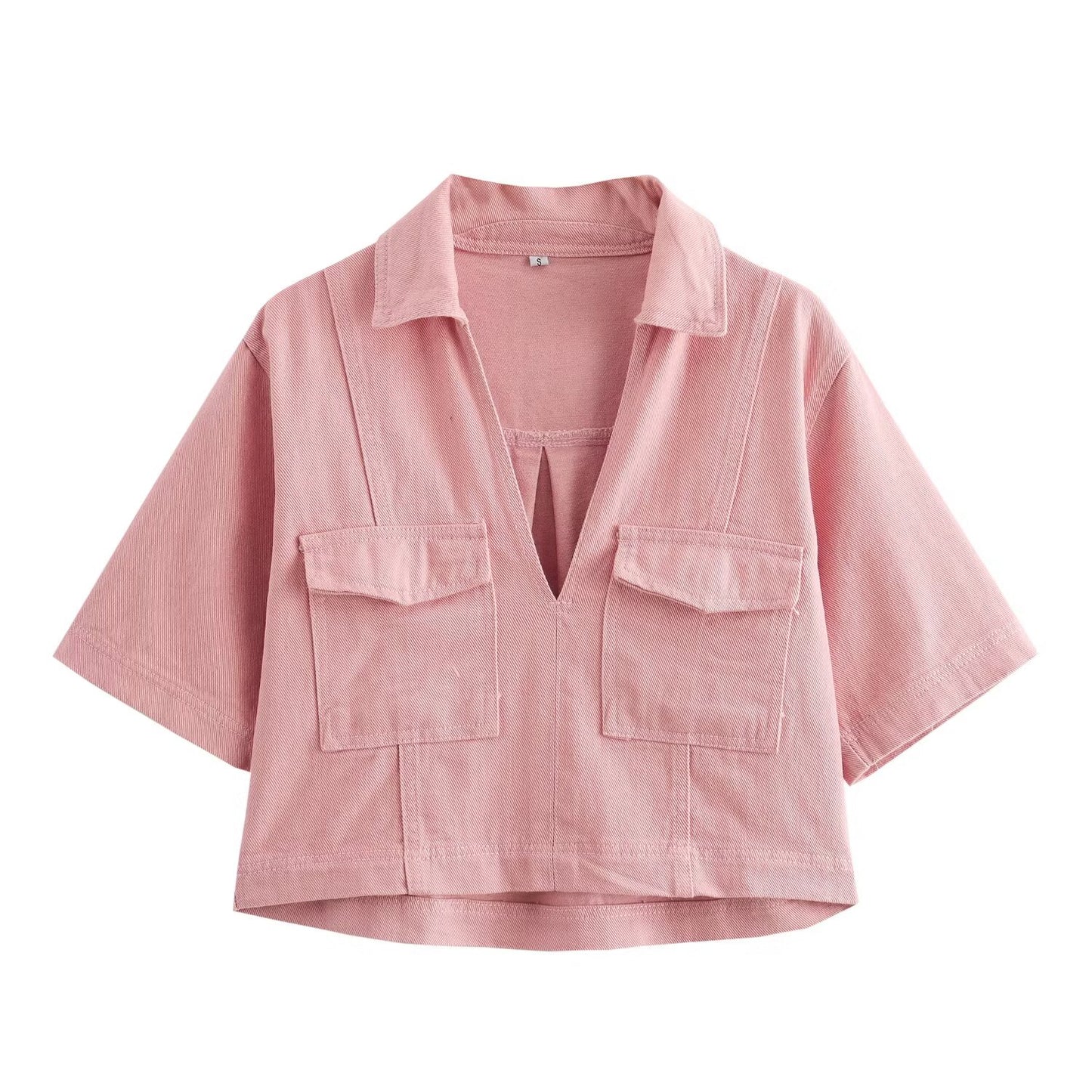 KP0028 Women's new chic Fashion Joker casual denim blouses retro short sleeve pullover blouses Blusas chic tops