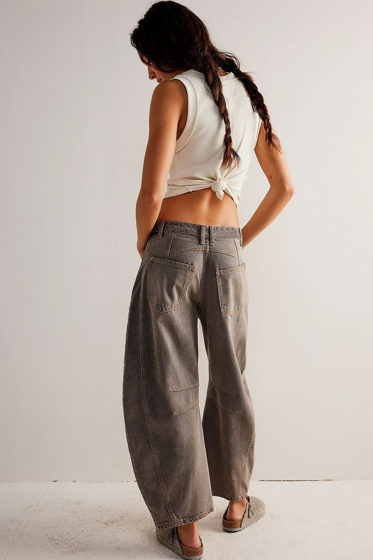 Women's New Fashion Joker Casual Loose Waist Tube Ladies Jeans