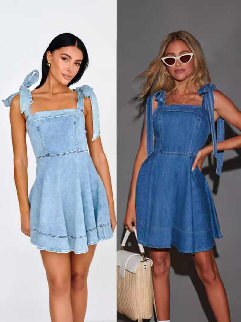 Women's New Fashion Joker Temperament Commuter Sling Denim Women's Dress