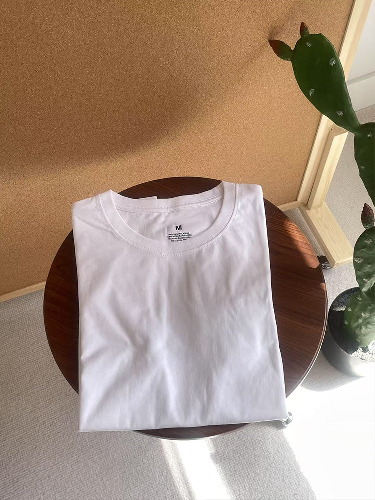 Men and women with the same new fashion and leisure Joker cotton O-neck short sleeve T-shirt