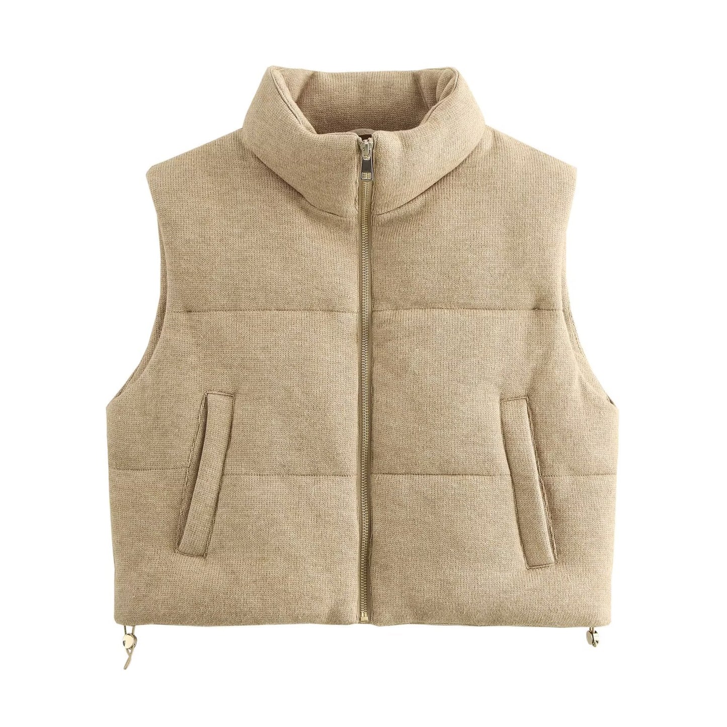 KP0018 Women's new chic Fashion Casual drawstring winter thick warm coat vest retro sleeveless women's coat chic top