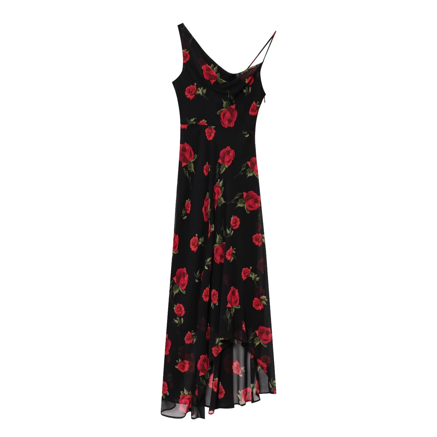 KP0101 Women 2025 New Fashion Chiffon Long Floral Print Swing Collar Holiday Travel Long Dress