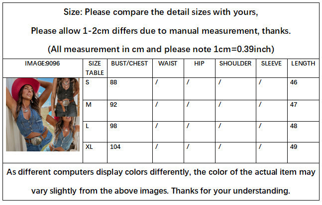 Women's New Fashion Joker Casual Personality Spice Girl Sleeveless Single-breasted V-neck Blouse Denim Vest