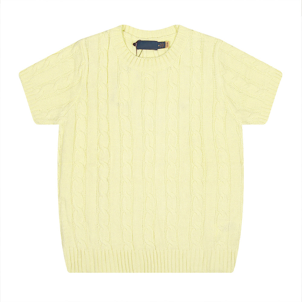 Women's New Fashion Casual Joker Twist Sweater Without Pocket Half Sleeve Knitted T-shirt.