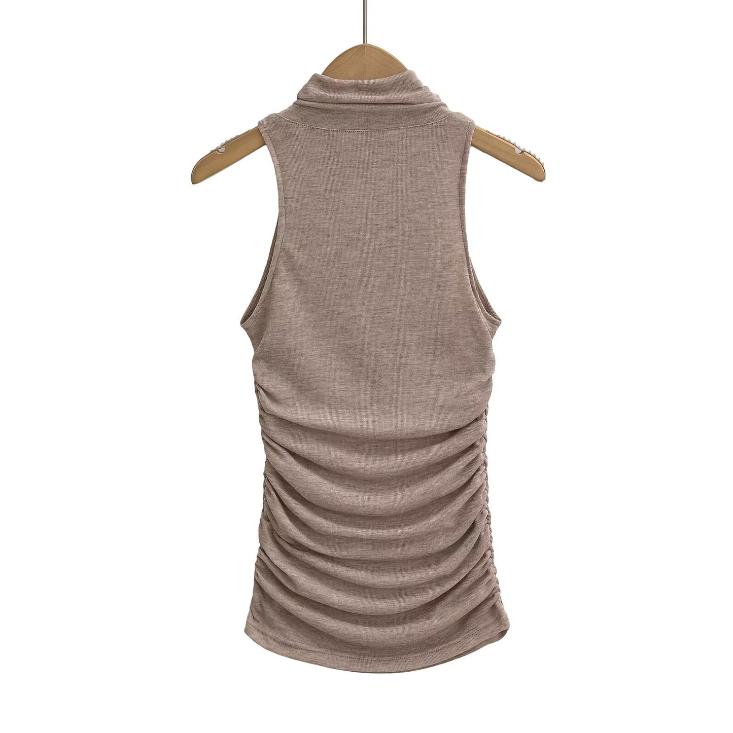 KP0198 Women's 2025 New Fashion High-necked Sleeveless Pleated Vest