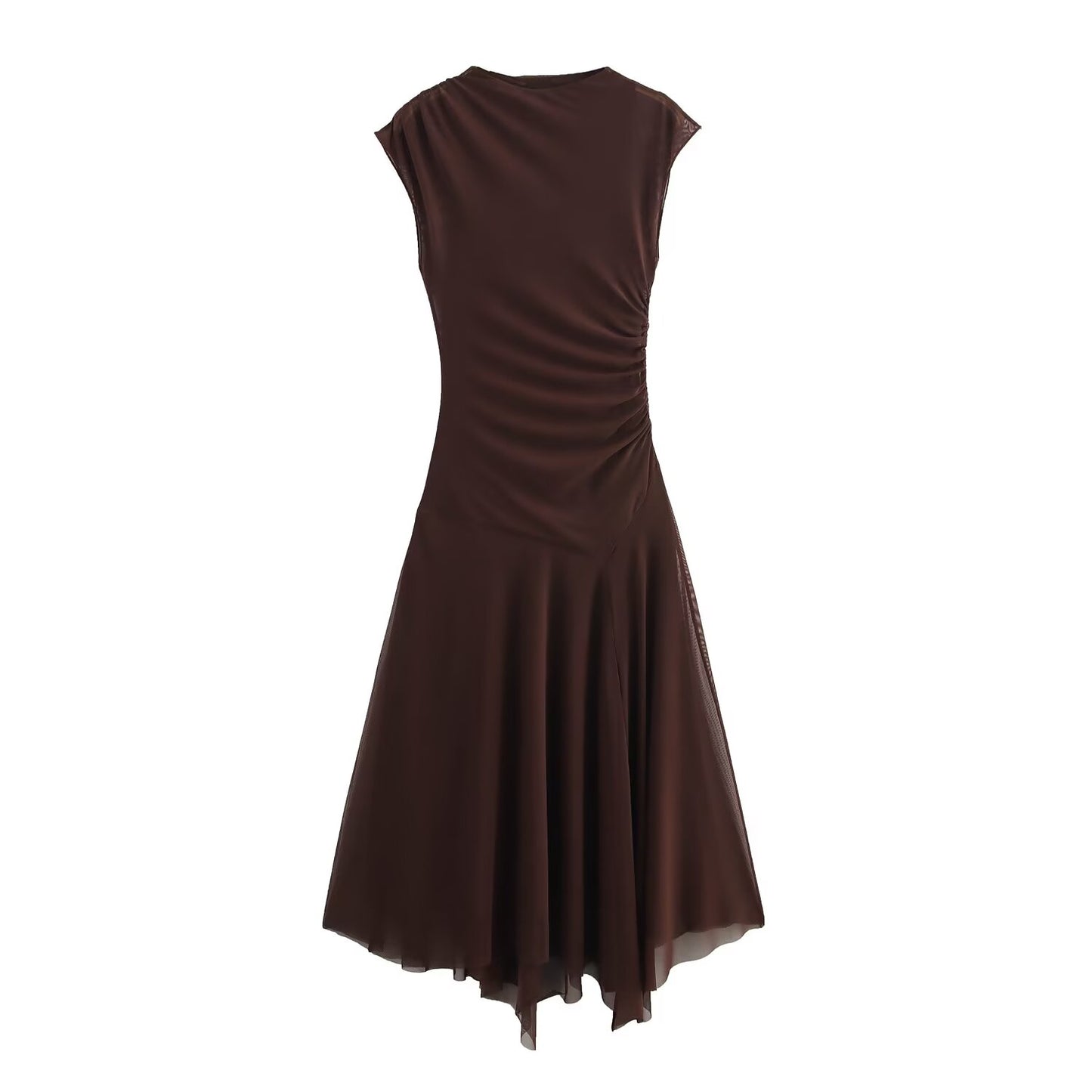 KP0027 Women's new chic Fashion Joker temperament O-neck silk dress retro sleeveless women's chic dress Mujer women's