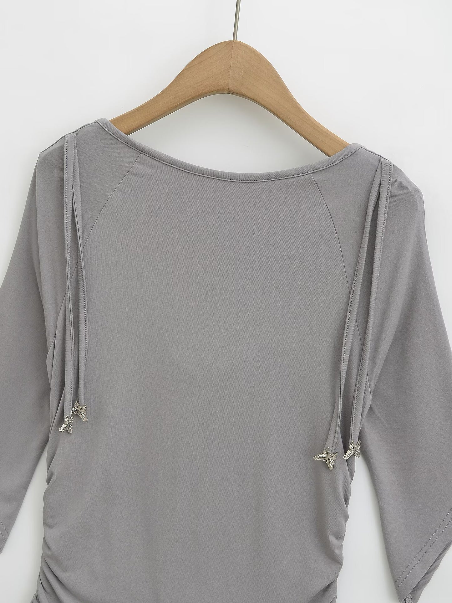 KP0225 Women's 2025 New Fashion Swing Collar Sleeve T-shirt