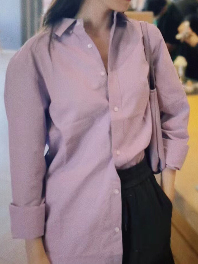 Men and Women with The Same Fashion and Leisure Joker High-end Pure Cotton Oxford Spinning Men and Women with The Same Old Money Loose Shirt Long Sleeve Shirt.