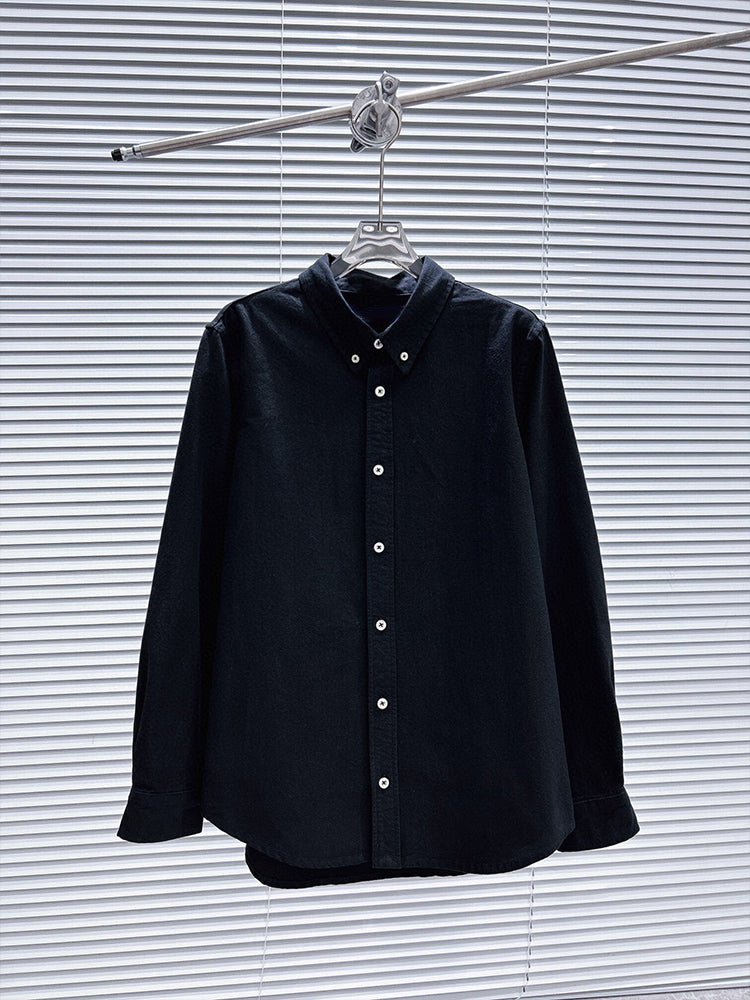 Men and Women with The Same Fashion and Leisure Joker High-end Pure Cotton Oxford Spinning Men and Women with The Same Old Money Loose Shirt Long Sleeve Shirt.