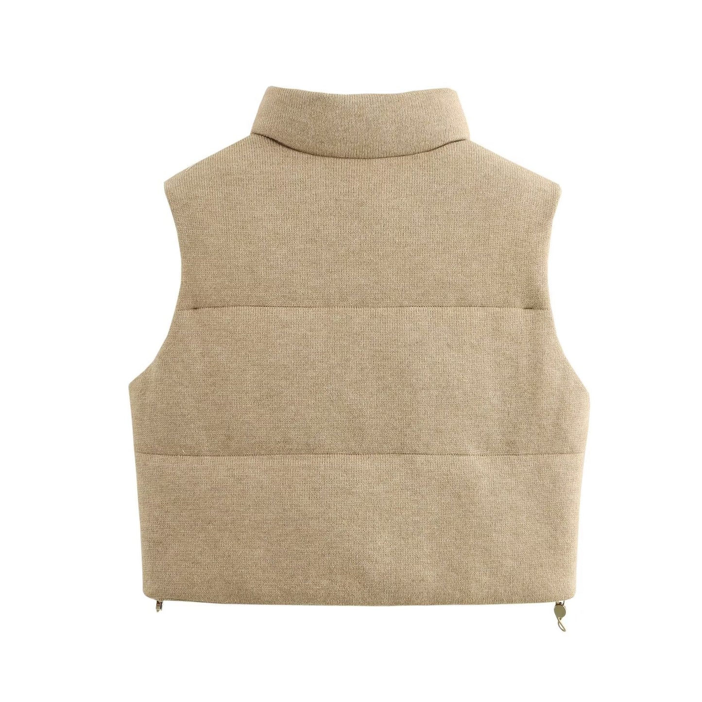 KP0018 Women's new chic Fashion Casual drawstring winter thick warm coat vest retro sleeveless women's coat chic top