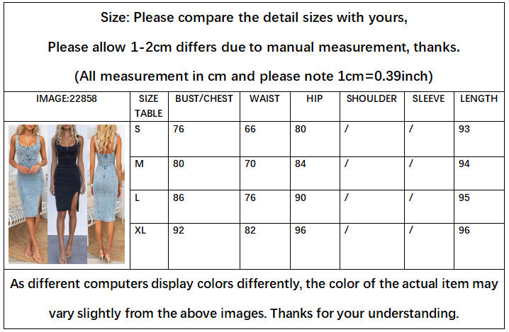 Women's New Fashion Joker Sleeveless U-neck Suspenders Make Old Casual Denim Dresses.