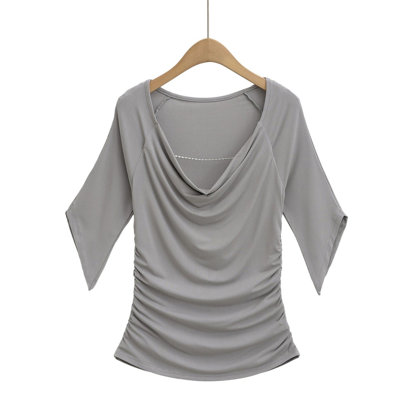 KP0225 Women's 2025 New Fashion Swing Collar Sleeve T-shirt