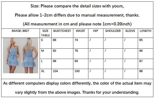 Women's New Fashion Temperament Commuter Fashion Suspender Denim Women's Dress