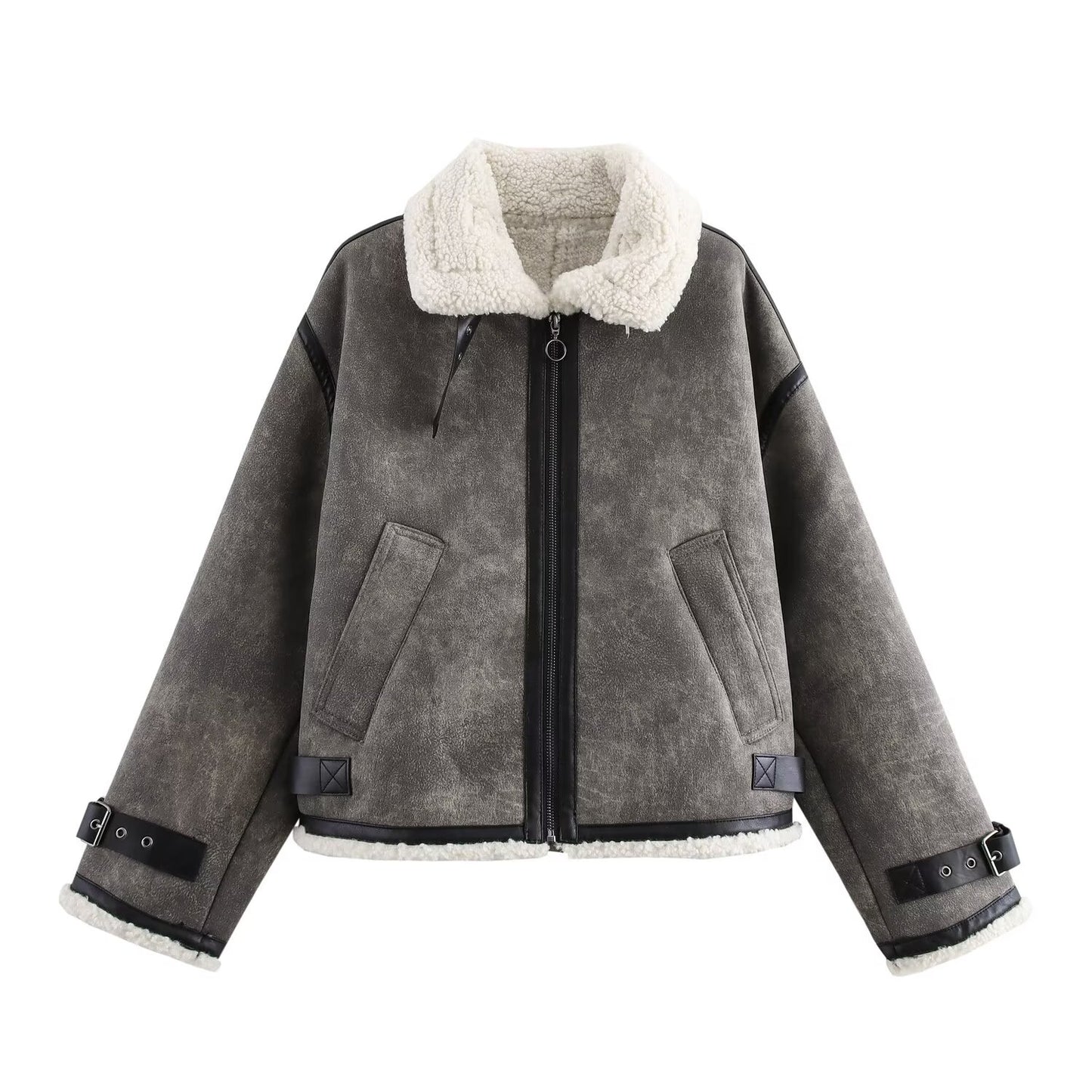 KP0124 Women 2025 New Fashion Double-faced Jacket with Straps