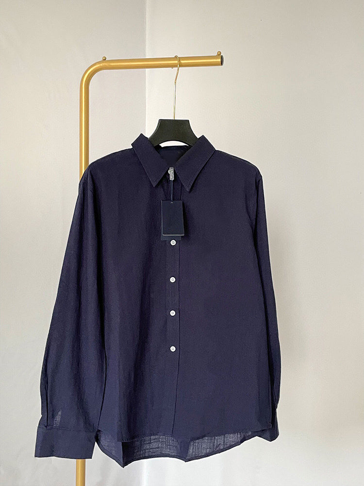 Women's New Fashion Casual Joker Loose Linen Shirt Women's Chic Button-down Long-sleeved Shirt