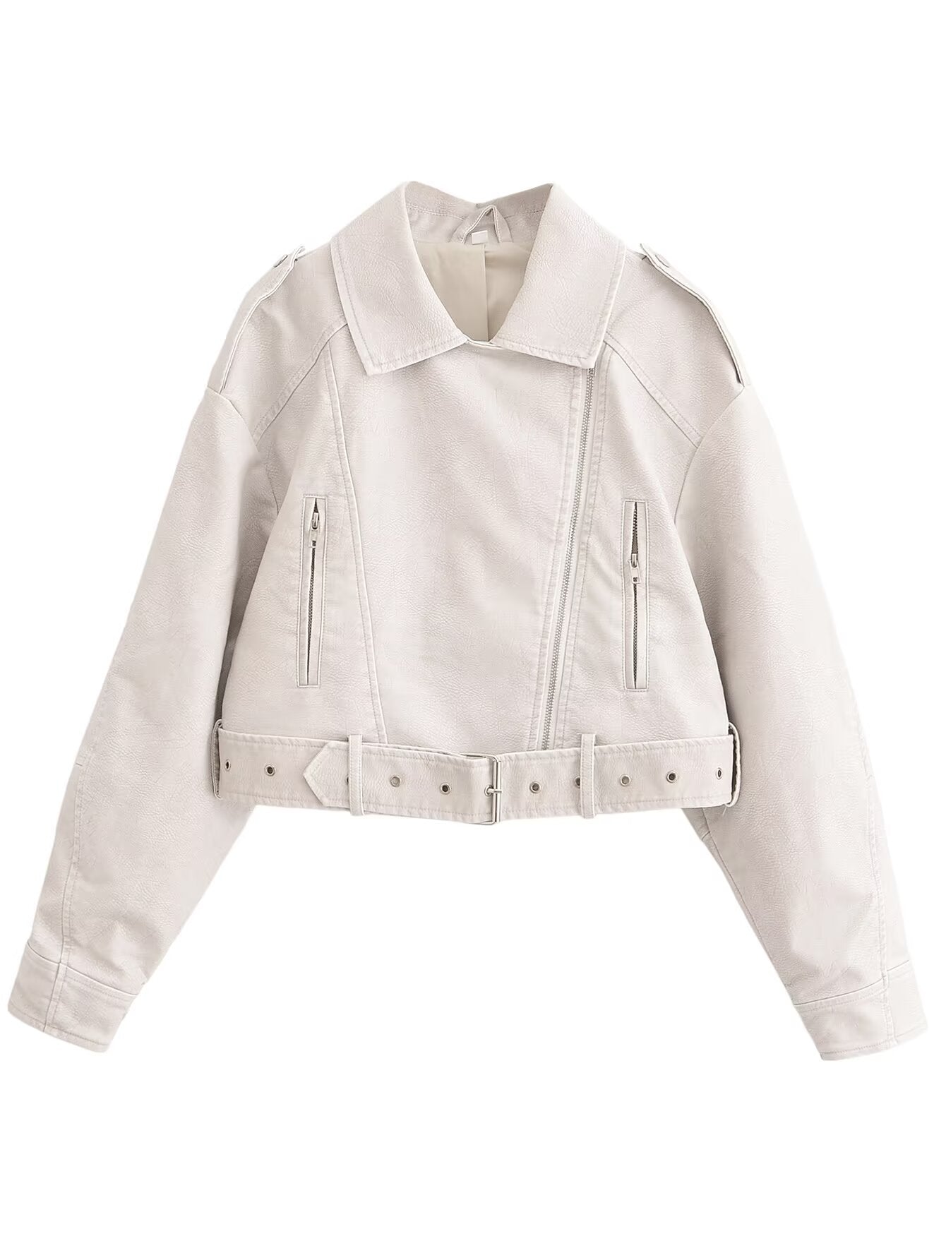 KP0122 Women 2025 New Fashion Faux Leather Motorcycle Short Jacket