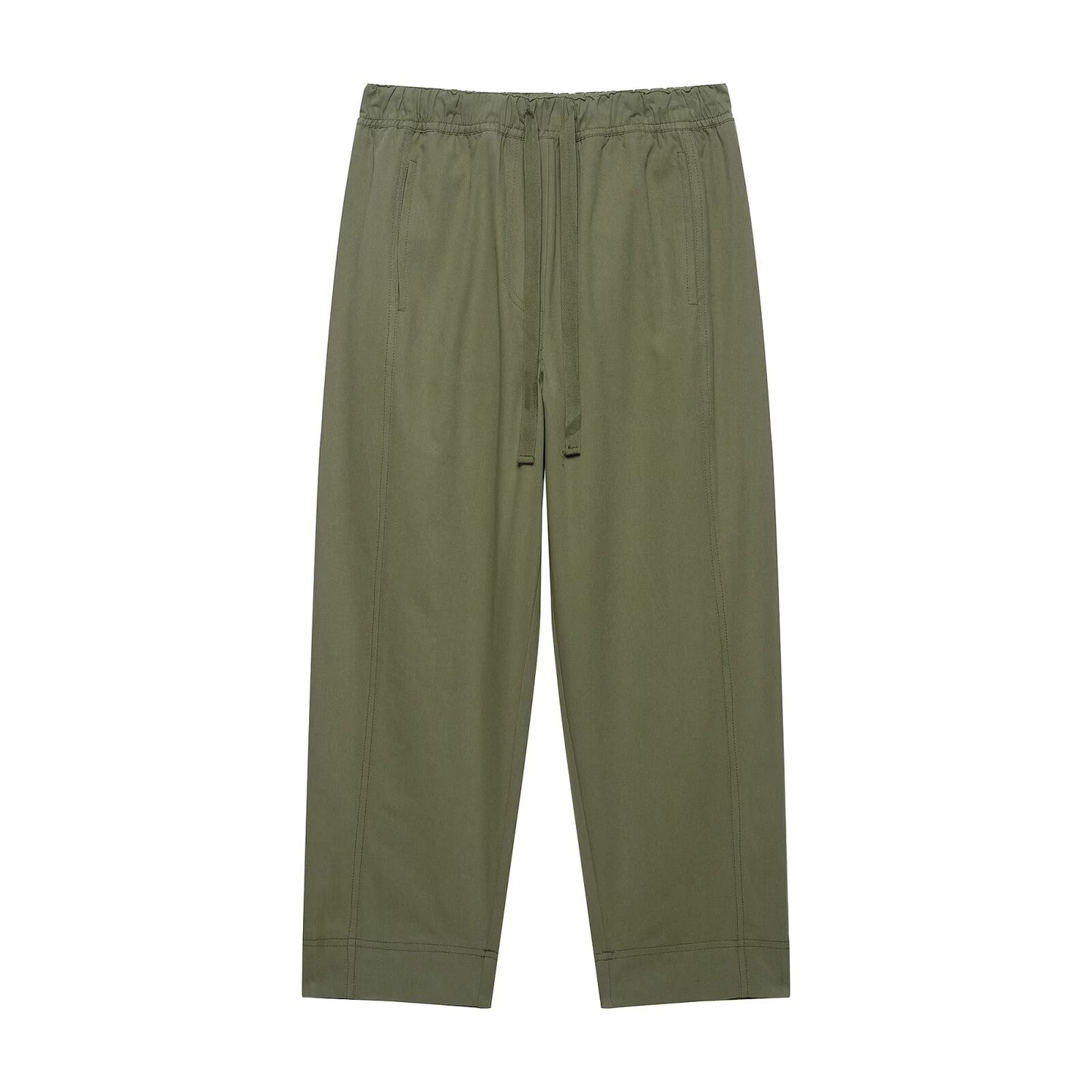 KP0139 Women 2025 New Fashion Elastic Waist Cotton Pants