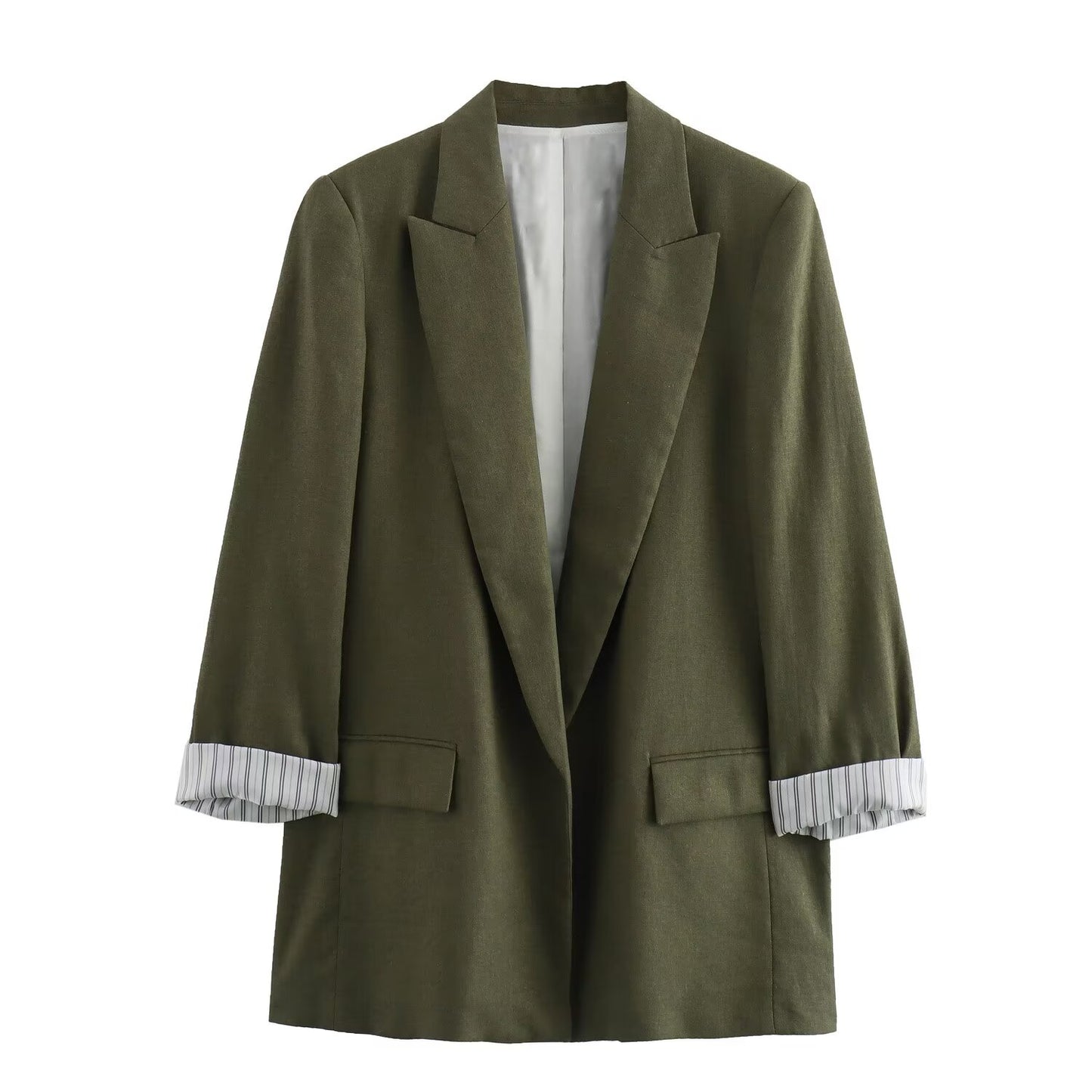 KP0019 Women's new chic Fashion Blazer Coat Vintage Long Sleeve Pockets Female Outerwear Chic